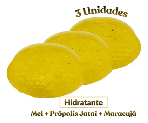 Kit 3 Sabonete Artesanal Mel + Própolis Jataí + Maracujá 85g
