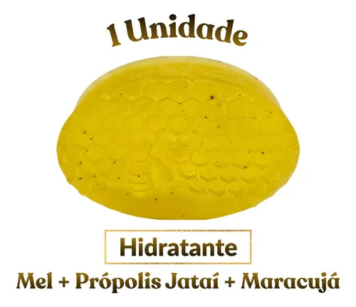 Kit 1 Sabonete Artesanal Mel + Própolis Jataí + Maracujá 85g