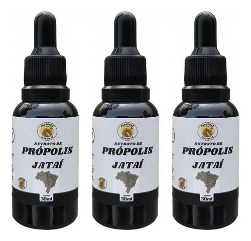 Extrato Própolis Jataí Orgânico 3un Abelha Em Abelha 30ml