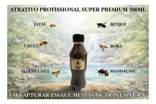 Atrativo Misto Premium Jataí, Iraí, Mandaçaia, Benjoi 200ml — 2