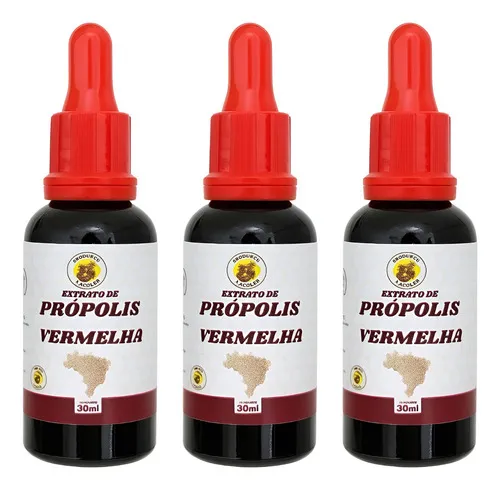Extrato Própolis Vermelha Orgânico 3un Abelha Em Abelha 30ml