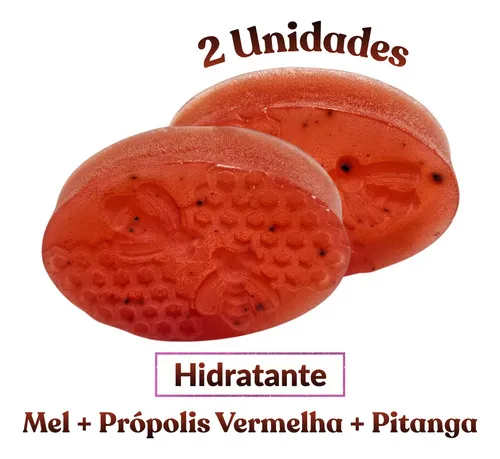 Kit 2 Sabonete Artesanal Mel+ Própolis Vermelha+ Pitanga 85g
