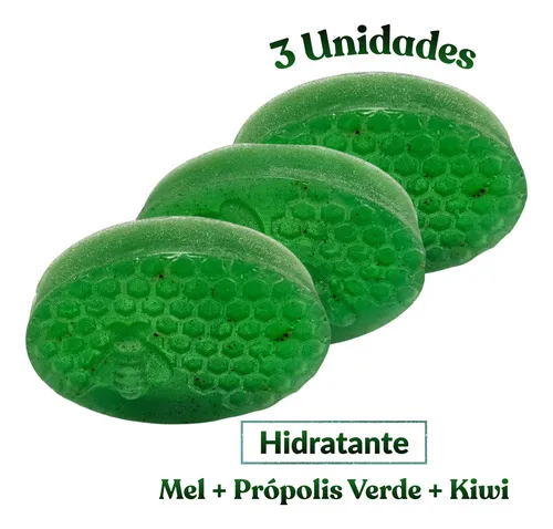 Kit 3 Sabonete Artesanal Mel + Própolis Verde + Kiwi 85g