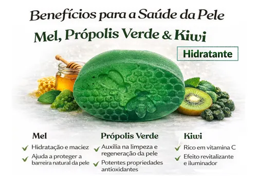 Kit 1 Sabonete Artesanal Mel + Própolis Verde + Kiwi 85g — 3