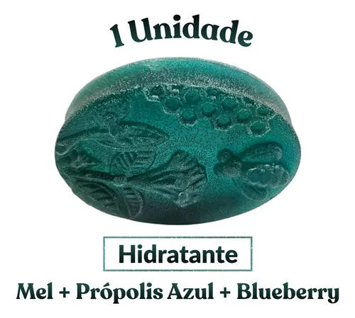 Kit 1 Sabonete Artesanal Mel + Própolis Azul + Blueberry 85g