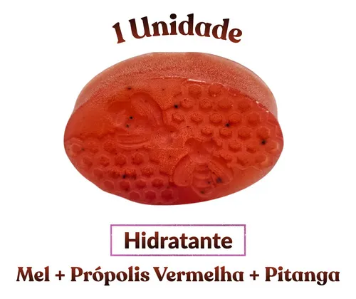Kit 1 Sabonete Artesanal Mel+ Própolis Vermelha+ Pitanga 85g