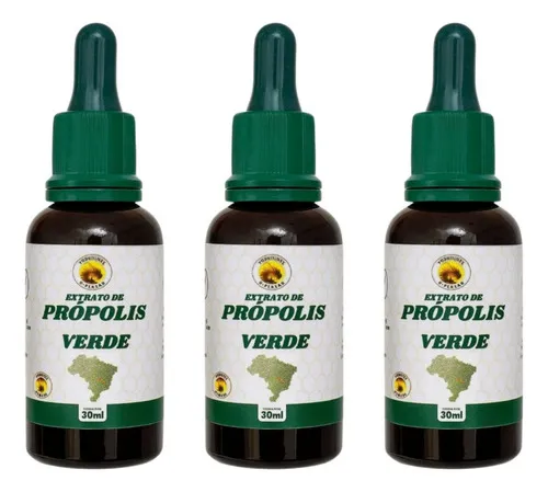 Extrato Própolis Verde Orgânico 3un Abelha Em Abelha 30ml