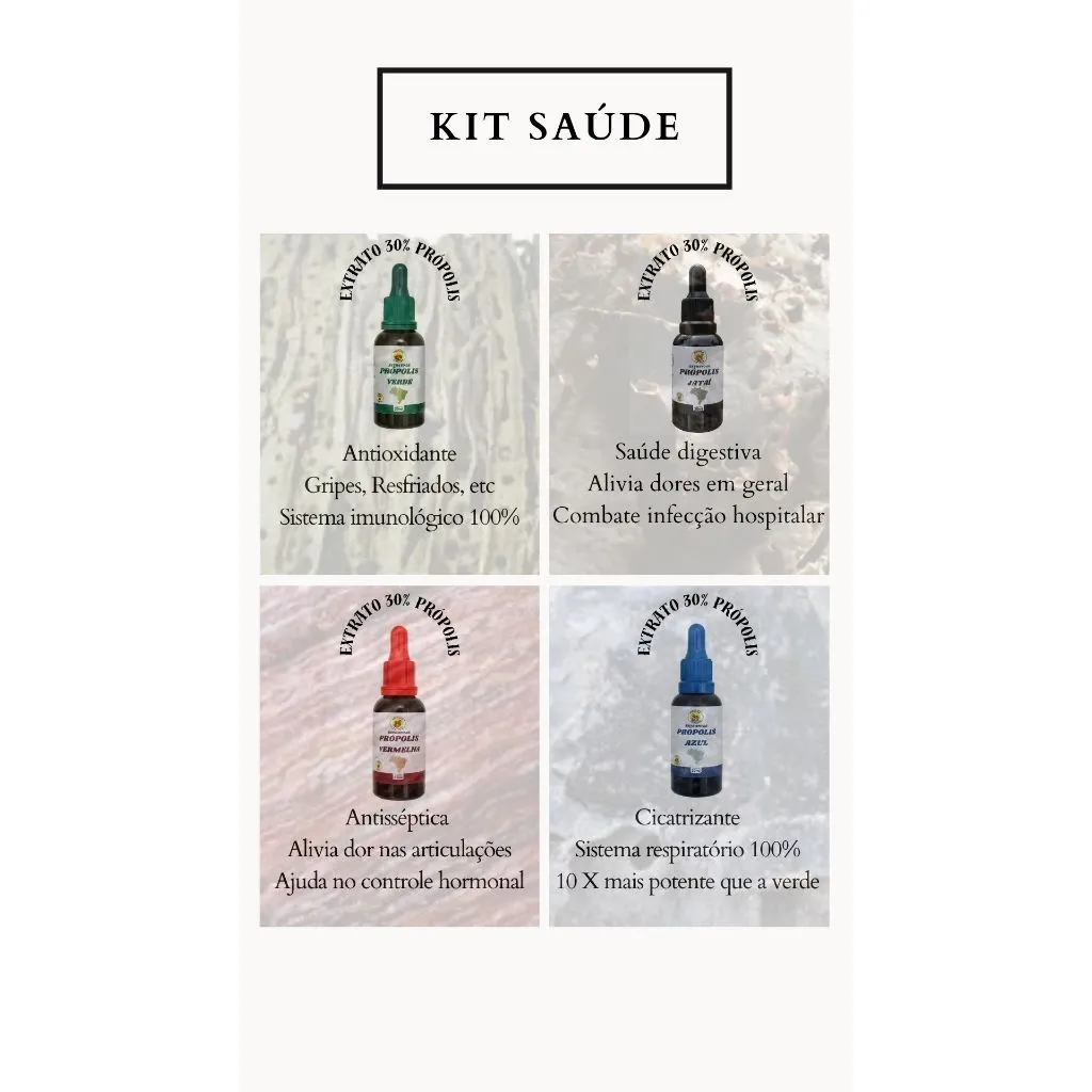 Extrato Própolis Kit Saúde 4un De Abelha Em Abelha 30ml — 2