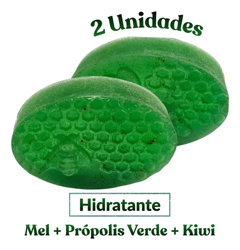 Kit 2 Sabonete Artesanal Mel + Própolis Verde + Kiwi 85g